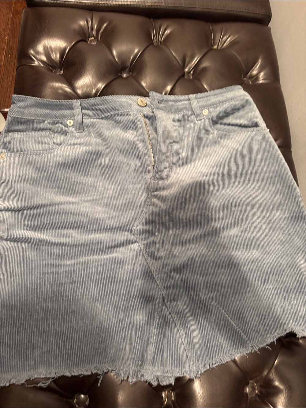Love Tree Light Blue Corduroy Mini Skirt